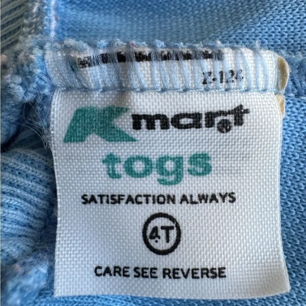 Vintage 70s K Mart Togs Blue Ruffle Floral Corduroy Overall Dress Size 4T *Flaws